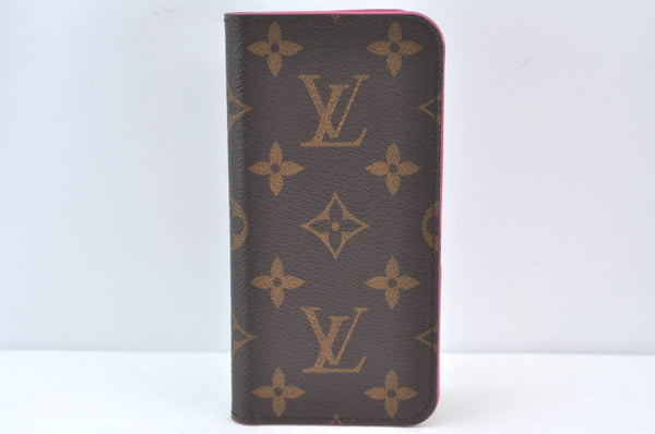 Authentic Louis Vuitton Monogram Folio Iphone 7 8 Case Pink M61906 LV K8221