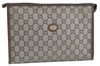 Authentic GUCCI GG Plus Clutch Hand Bag Purse PVC Leather Brown K8224