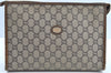 Authentic GUCCI GG Plus Clutch Hand Bag Purse PVC Leather Brown K8224