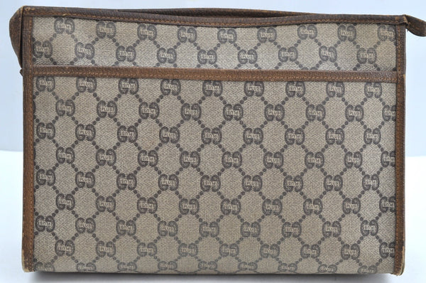 Authentic GUCCI GG Plus Clutch Hand Bag Purse PVC Leather Brown K8224