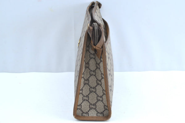Authentic GUCCI GG Plus Clutch Hand Bag Purse PVC Leather Brown K8224