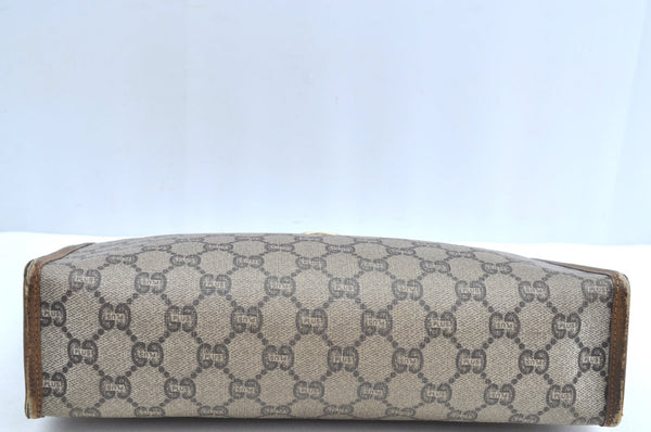 Authentic GUCCI GG Plus Clutch Hand Bag Purse PVC Leather Brown K8224