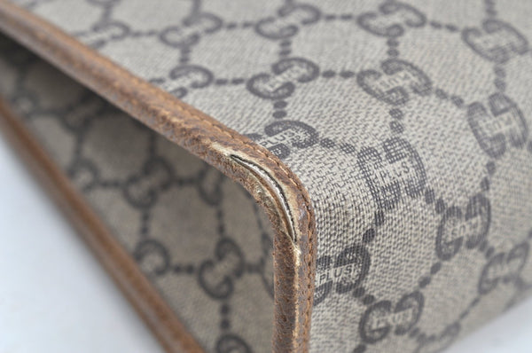 Authentic GUCCI GG Plus Clutch Hand Bag Purse PVC Leather Brown K8224