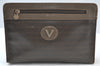 Authentic MARIO VALENTINO V Logo Clutch Hand Bag Purse PVC Leather Brown K8233