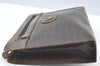 Authentic MARIO VALENTINO V Logo Clutch Hand Bag Purse PVC Leather Brown K8233