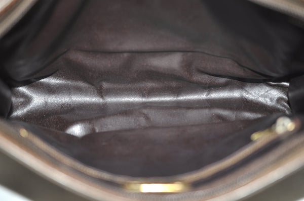 Authentic MARIO VALENTINO V Logo Clutch Hand Bag Purse PVC Leather Brown K8233