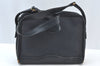 Authentic Burberrys Vintage Canvas Leather Shoulder Bag Black K8240