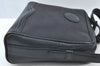 Authentic Burberrys Vintage Canvas Leather Shoulder Bag Black K8240
