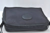 Authentic Burberrys Vintage Canvas Leather Shoulder Bag Black K8240