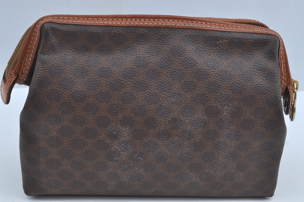 Authentic CELINE Macadam Blason Pattern Clutch Hand Bag PVC Leather Brown K8245