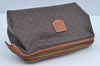 Authentic CELINE Macadam Blason Pattern Clutch Hand Bag PVC Leather Brown K8245