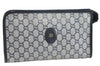 Authentic GUCCI GG Plus Vintage Clutch Hand Bag Purse PVC Leather Navy K8246