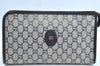Authentic GUCCI GG Plus Vintage Clutch Hand Bag Purse PVC Leather Navy K8246