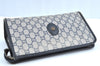 Authentic GUCCI GG Plus Vintage Clutch Hand Bag Purse PVC Leather Navy K8246
