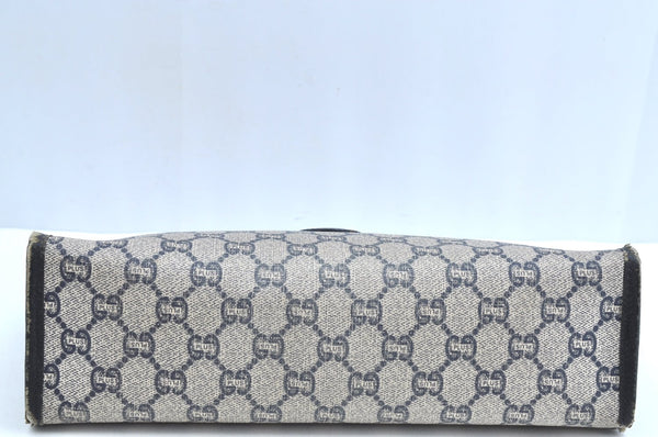 Authentic GUCCI GG Plus Vintage Clutch Hand Bag Purse PVC Leather Navy K8246