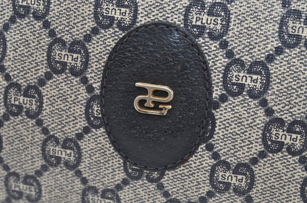 Authentic GUCCI GG Plus Vintage Clutch Hand Bag Purse PVC Leather Navy K8246