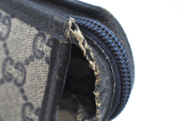 Authentic GUCCI GG Plus Vintage Clutch Hand Bag Purse PVC Leather Navy K8246