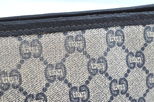 Authentic GUCCI GG Plus Vintage Clutch Hand Bag Purse PVC Leather Navy K8246