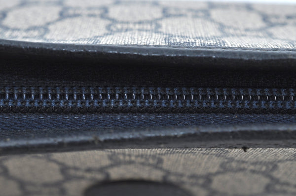 Authentic GUCCI GG Plus Vintage Clutch Hand Bag Purse PVC Leather Navy K8246