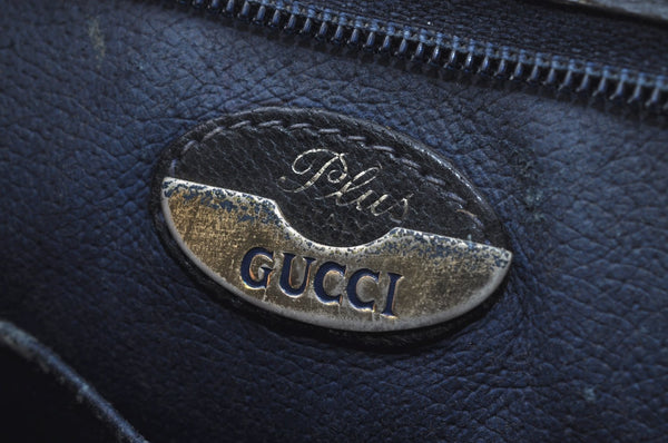 Authentic GUCCI GG Plus Vintage Clutch Hand Bag Purse PVC Leather Navy K8246
