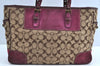 Authentic COACH Signature Shoulder Tote Bag Canvas Leather F04Q Beige K8247
