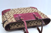 Authentic COACH Signature Shoulder Tote Bag Canvas Leather F04Q Beige K8247