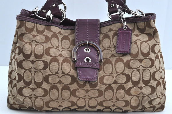 Authentic COACH Signature 2Way Shoulder Tote Bag Canvas Leather Brown K8248