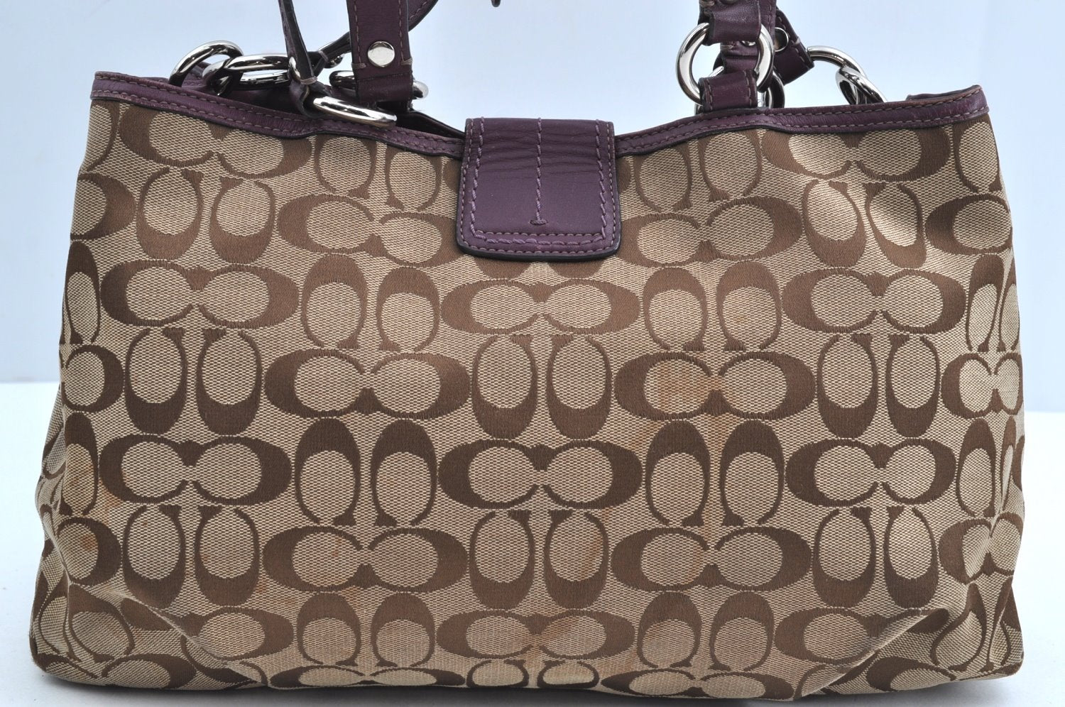 Authentic COACH Signature 2Way Shoulder Tote Bag Canvas Leather Brown K8248