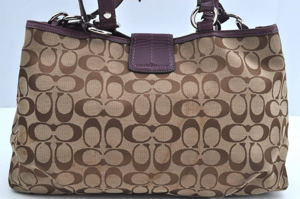 Authentic COACH Signature 2Way Shoulder Tote Bag Canvas Leather Brown K8248