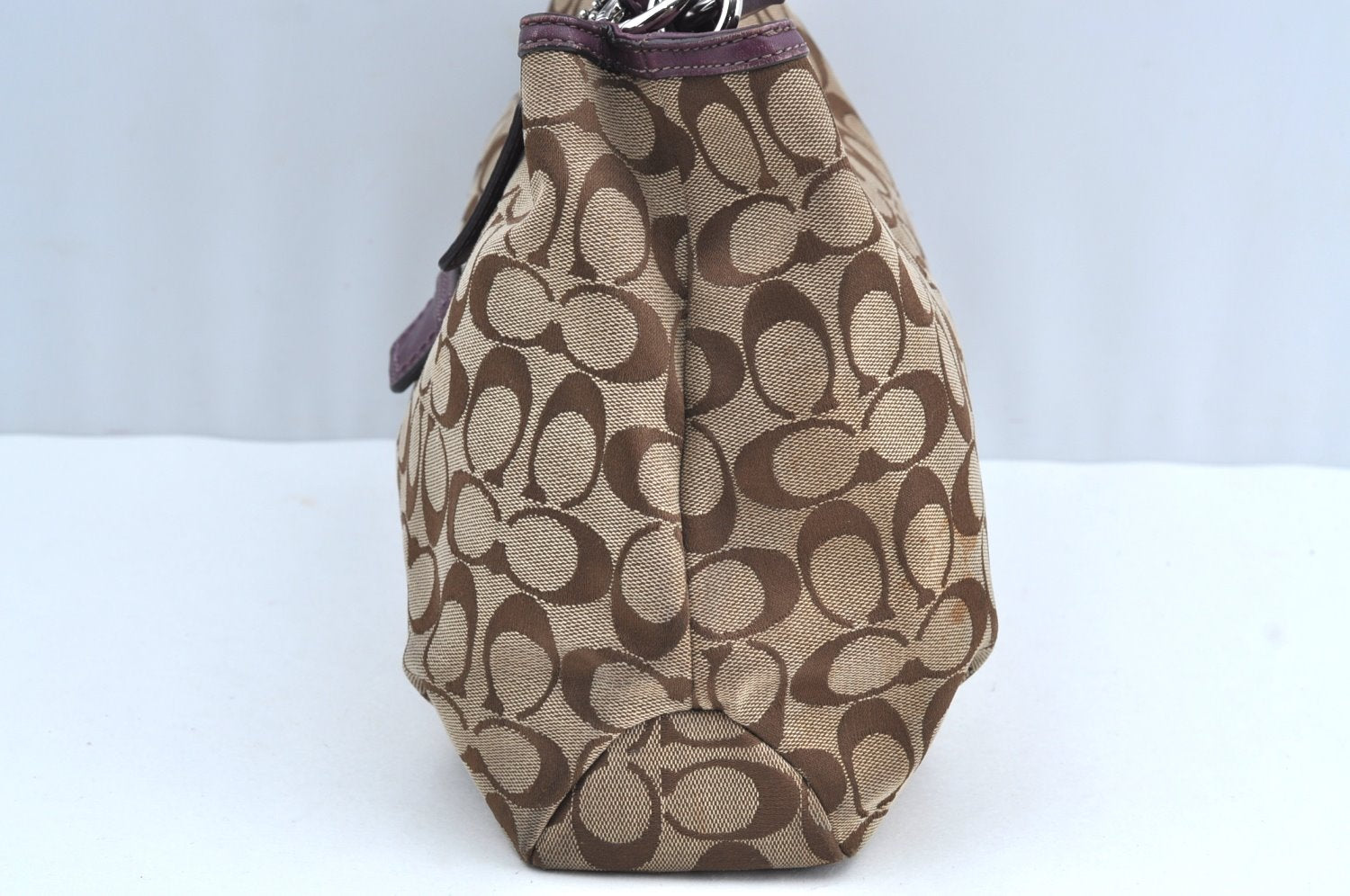 Authentic COACH Signature 2Way Shoulder Tote Bag Canvas Leather Brown K8248