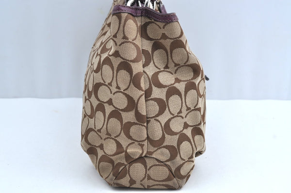 Authentic COACH Signature 2Way Shoulder Tote Bag Canvas Leather Brown K8248