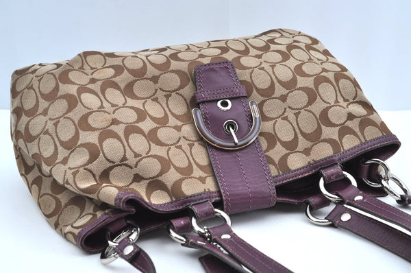 Authentic COACH Signature 2Way Shoulder Tote Bag Canvas Leather Brown K8248