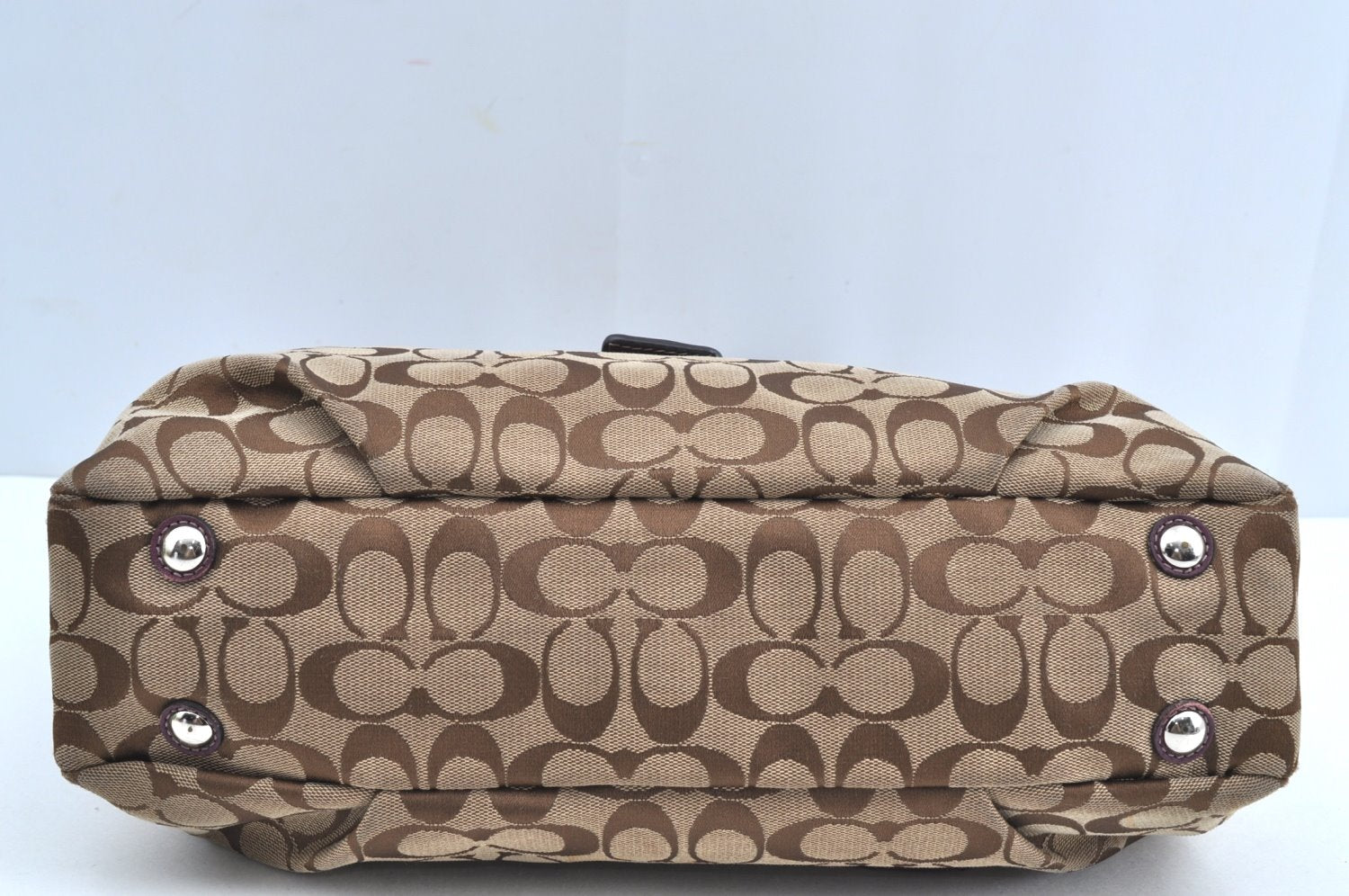 Authentic COACH Signature 2Way Shoulder Tote Bag Canvas Leather Brown K8248