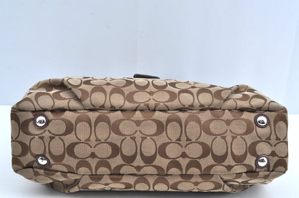 Authentic COACH Signature 2Way Shoulder Tote Bag Canvas Leather Brown K8248