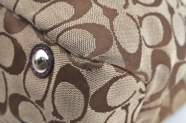 Authentic COACH Signature 2Way Shoulder Tote Bag Canvas Leather Brown K8248