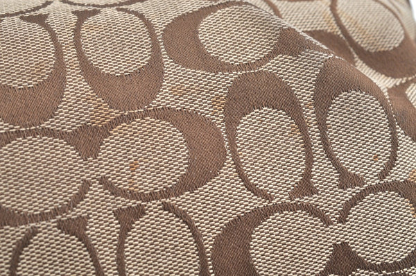 Authentic COACH Signature 2Way Shoulder Tote Bag Canvas Leather Brown K8248