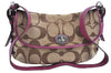 Authentic COACH Signature Shoulder Cross Bag Canvas Leather F15171 Brown K8249