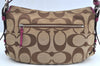 Authentic COACH Signature Shoulder Cross Bag Canvas Leather F15171 Brown K8249