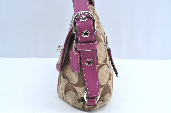 Authentic COACH Signature Shoulder Cross Bag Canvas Leather F15171 Brown K8249