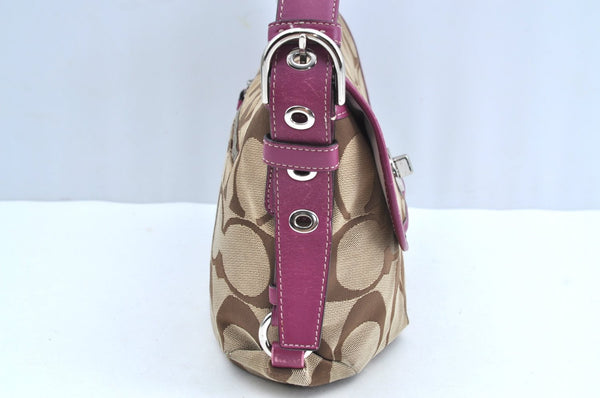 Authentic COACH Signature Shoulder Cross Bag Canvas Leather F15171 Brown K8249