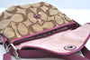 Authentic COACH Signature Shoulder Cross Bag Canvas Leather F15171 Brown K8249