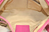 Auth COACH Signature Shoulder Cross Bag Canvas Leather F07077 Brown Pink K8250