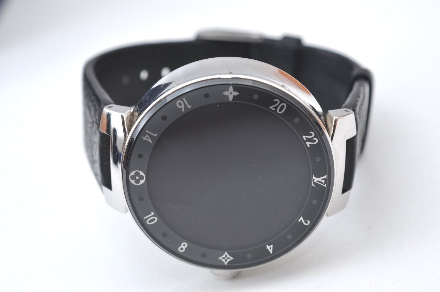 Auth Louis Vuitton Tambour Horizon Smartwatch Black Silver QA050Z V2 Box K8251