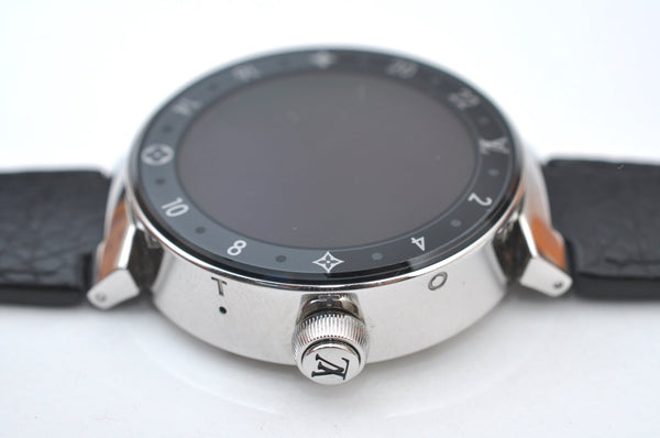 Auth Louis Vuitton Tambour Horizon Smartwatch Black Silver QA050Z V2 Box K8251