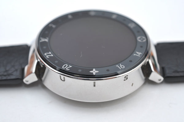 Auth Louis Vuitton Tambour Horizon Smartwatch Black Silver QA050Z V2 Box K8251