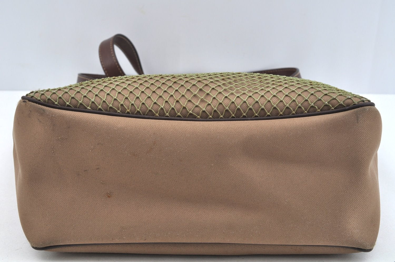 Authentic HUNTING WORLD Logos Shoulder Tote Bag Canvas Leather Khaki K8252