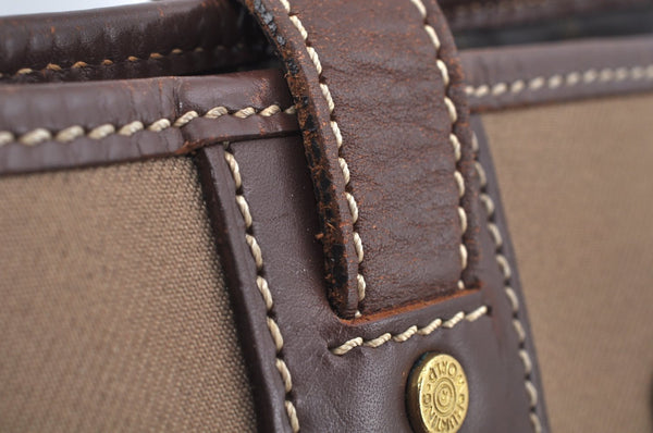 Authentic HUNTING WORLD Logos Shoulder Tote Bag Canvas Leather Khaki K8252