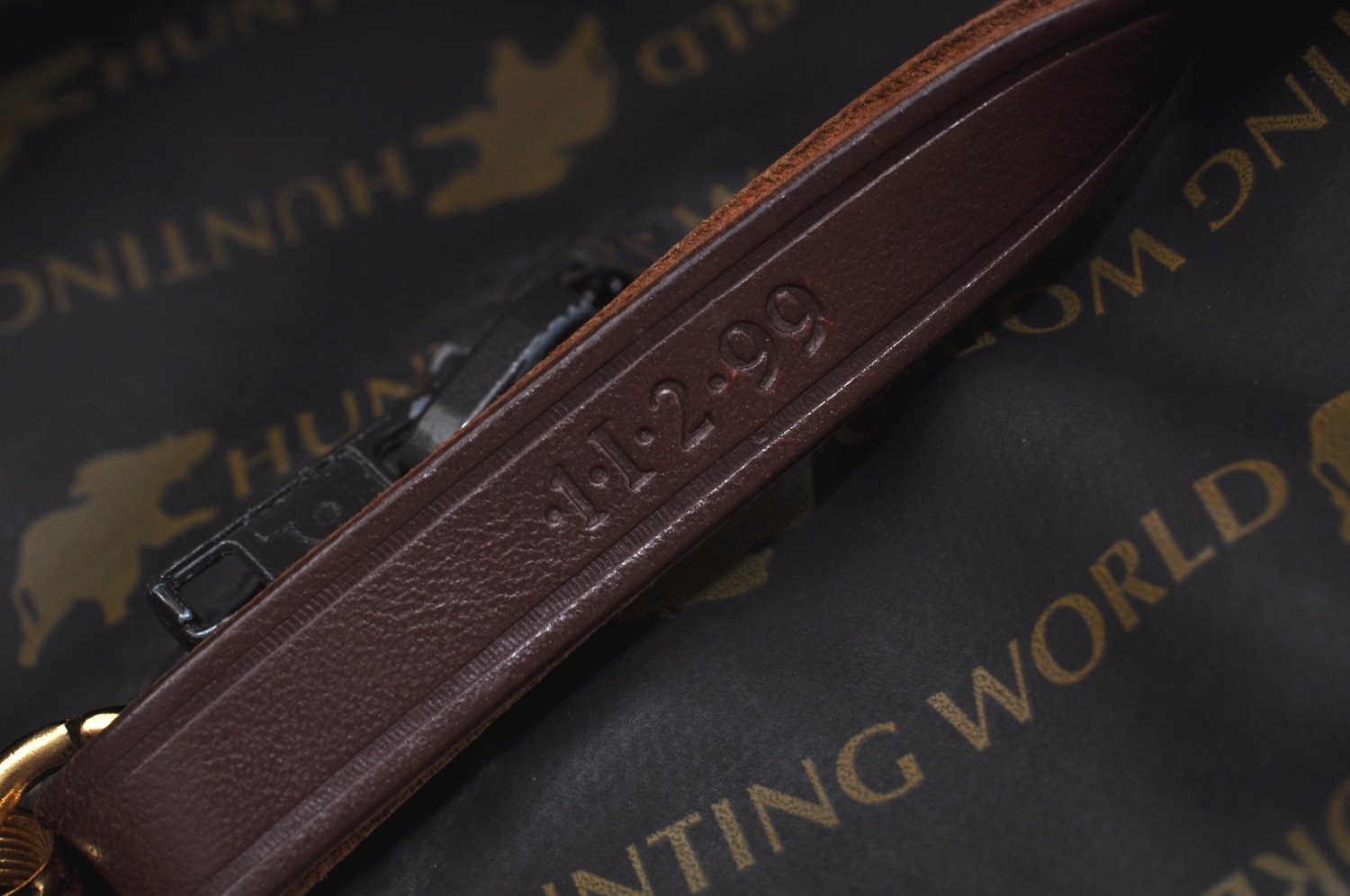 Authentic HUNTING WORLD Logos Shoulder Tote Bag Canvas Leather Khaki K8252