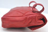 Authentic CHANEL Lamb Skin Matelasse CC Logo Chain Waist Body Bag Red K8253