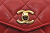 Authentic CHANEL Lamb Skin Matelasse CC Logo Chain Waist Body Bag Red K8253